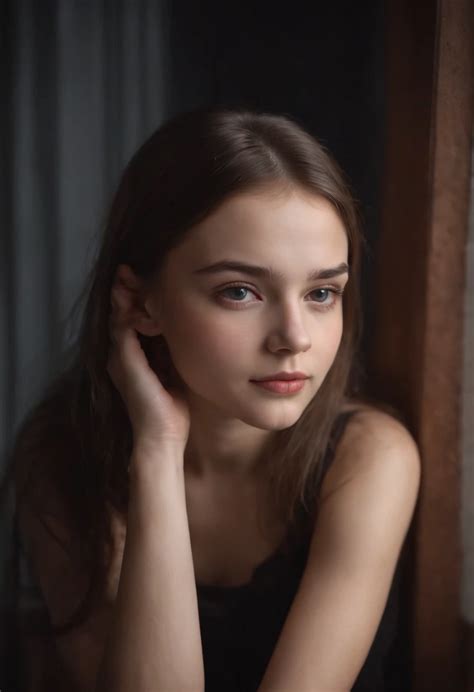 Portrait Of A Cute 15 Year Old Girl With Perfectly Beautiful Face