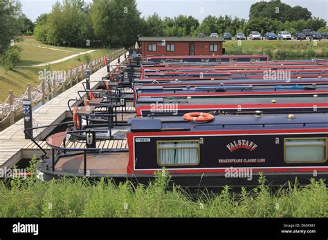 Canal boats moored at Mercia Marina, Willington, Derbyshire, one of the ...