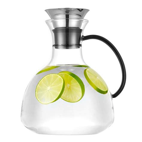 Purefold Ounce Glass Pitcher With Drip Free Stainless Steel Lid Hot