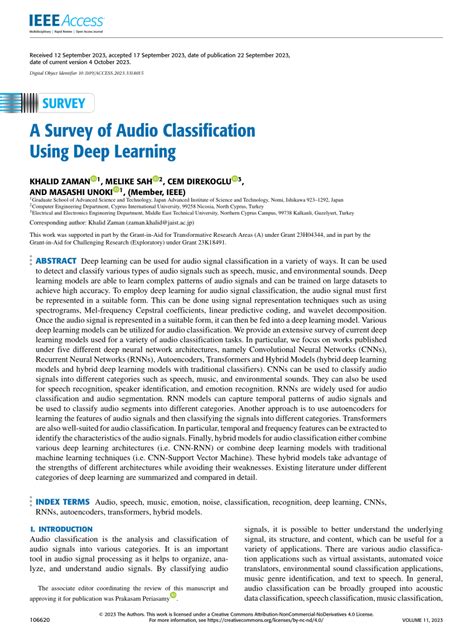 PDF A Survey Of Audio Classification Using Deep Learning