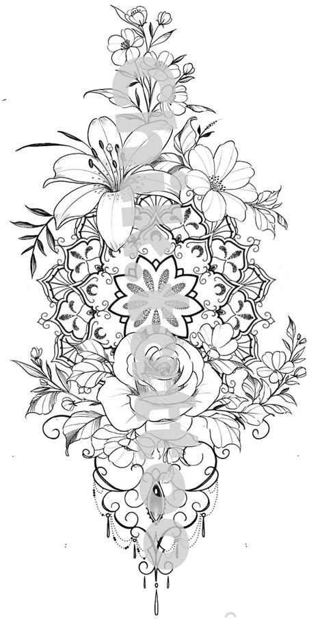 Feminine And Floral Design For Chik Tattoo Tattoo Instant Etsy Tattoo Sleeve Designs