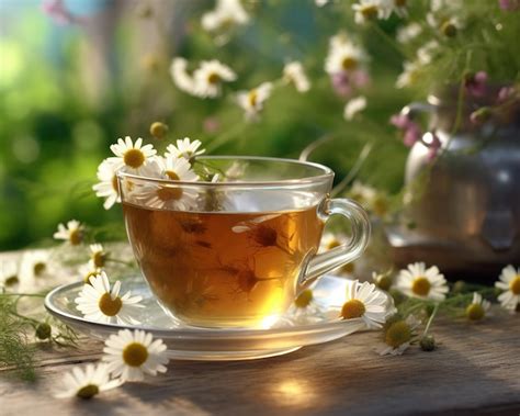 Premium AI Image | chamomile tea with flowers