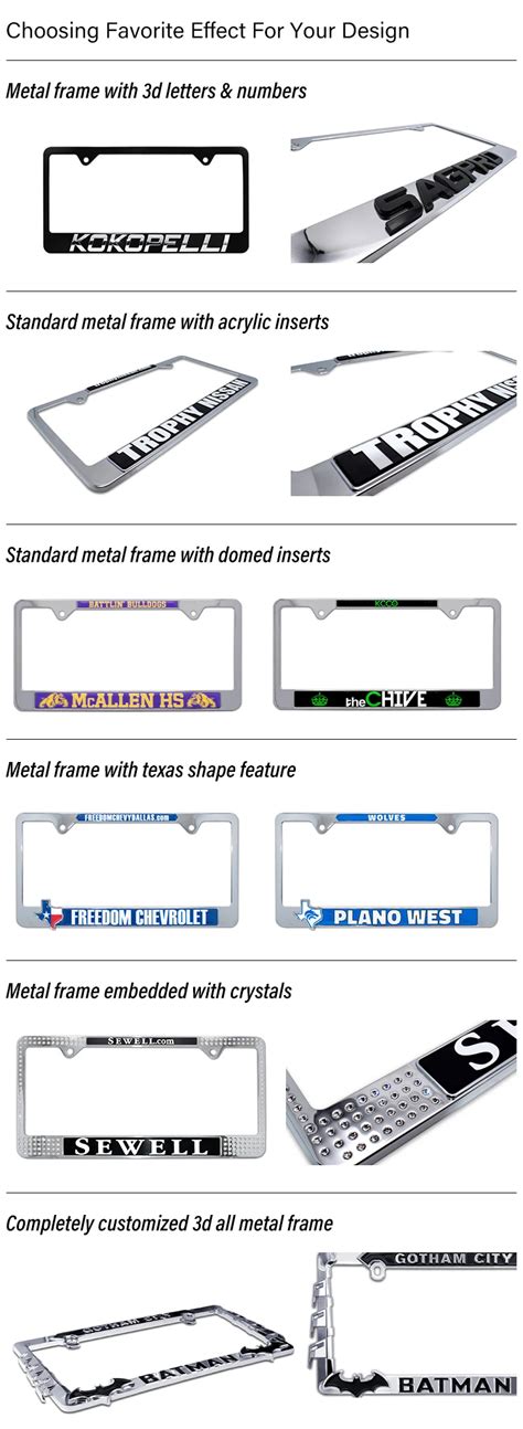 Customized High Quality Car Number License Plate Frame Zinc Alloy Car