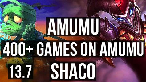 AMUMU Vs SHACO JNG 4 3 21 1 3M Mastery 400 Games KR Master