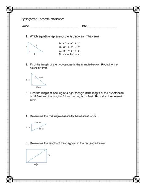 Pythagorean Theorem Worksheet With Answers Word Pdf