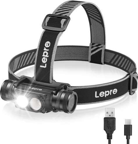 Lepro Head Torch Rechargeable 2 In 1 Detachable Lightweight Headlamp