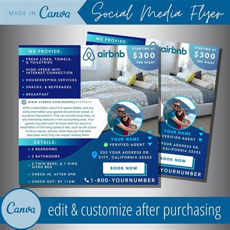 Airbnb Flyer Template Editable Host Air Bnb Rentals Flyers - Etsy