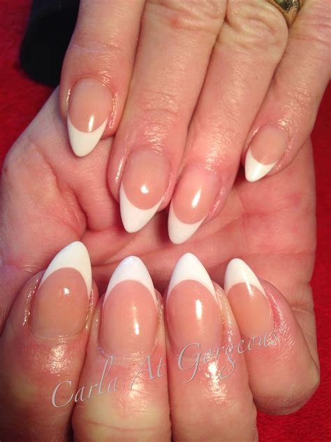 Classic French White Almonds Acrylic Nails Almond Shape Almond Shape