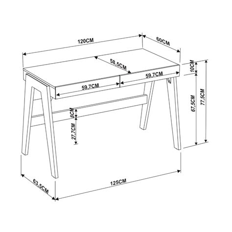 Altura De Uma Escrivaninha - Escrivaninha Mesa Escritório 26105 Trend 2 Gavetas 125cm Hanover e Off ...