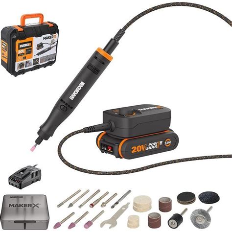 WORX MakerX Outil Rotatif 18V 20V Max WX739 PowerShare Kit De 30