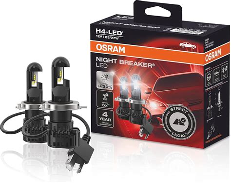 OSRAM Night Breaker H4 LED; Up to 230 Percent More Brightness, Legal ...