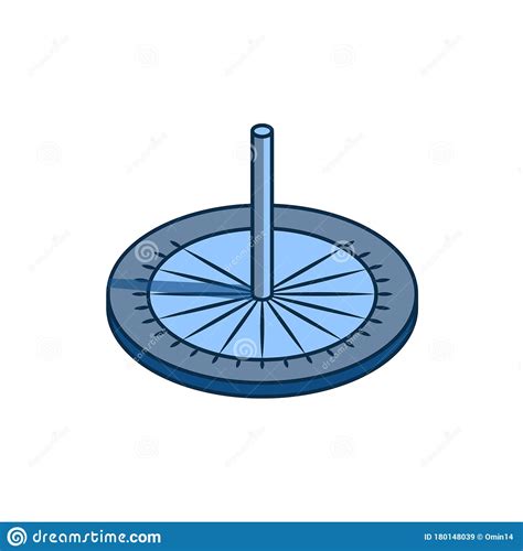 Blue Gray Old Sundial Icon Flat Isometric Style Stock Vector Illustration Of Design Gray