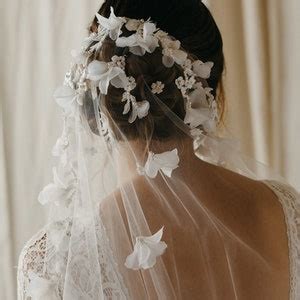 Catalina Floral Wedding Veil Bridal Veil Chapel Veil Cathedral Veil