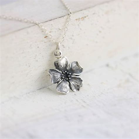 Cherry Blossom Necklace Sterling Silver Cherry Blossom Charm Necklace