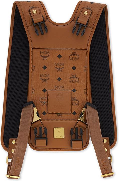 Lyst Mcm Logo Leather Harness In Brown For Men