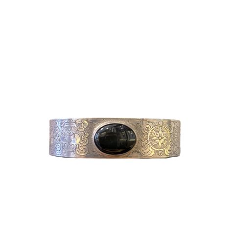 Bracciale Rigido Fascia Con Pietra Nero BRASS Workshop Bar47