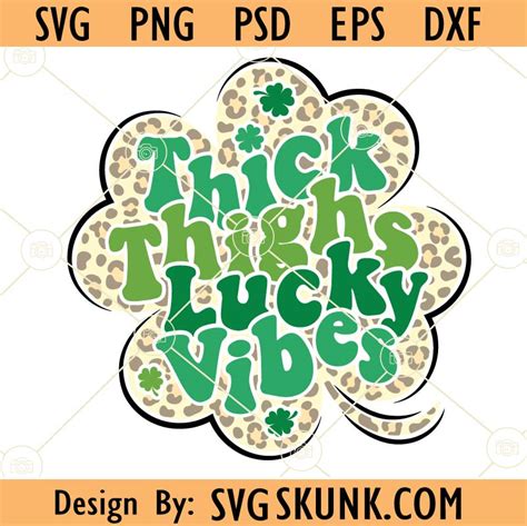 Thick Thighs Lucky Vibes Leopard Print Svg Clover Leaf Svg Lucky