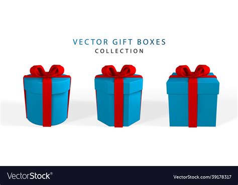 D Realistic Gift Box With Red Bow Paper Vector Image