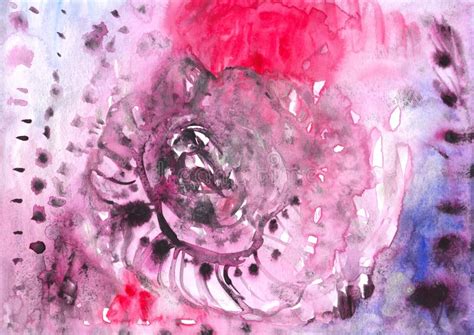 Hand Drawn Illustration Abstract Rose Background. Watercolor Painting ...