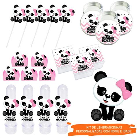 Kit festa PERSONALIZADO Panda Rosa 100 peças Elo7