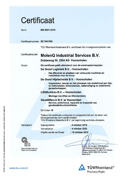 Iso90012015 TÜv Rheinland De Groot Groep