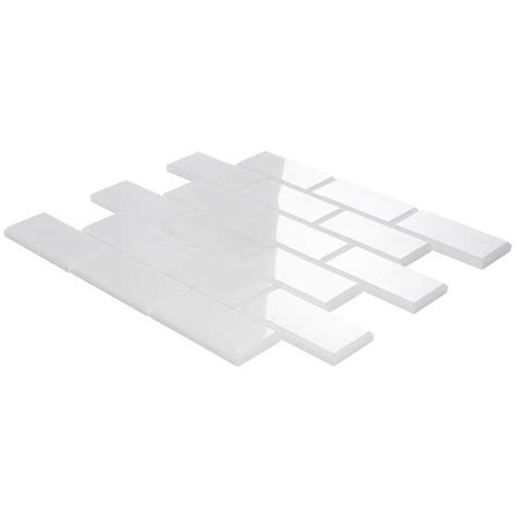 White Thassos 2x4 Beveled Marble Polished Mosaic Tile Mosaic Wall