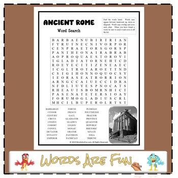 Ancient Rome Word Search Puzzle Handout Fun Activity By Words Are Fun