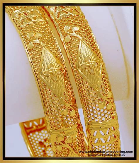 Buy New Model Net Pattern Flower Model 1 Gram Gold Bangles For Women