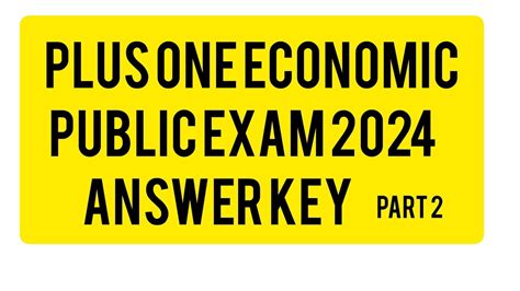 Plus One Economic 2024 Public Exam Answer Key YouTube