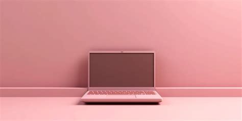 Premium AI Image | Arafed laptop computer on a pink surface with a pink ...