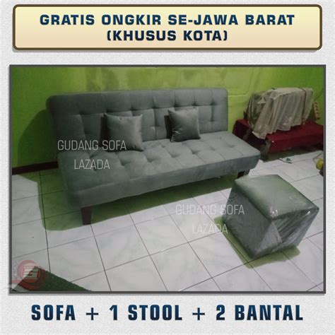 Sofa Bed Minimalis Stool Bonus Bantal Bahan Bludru Bisa