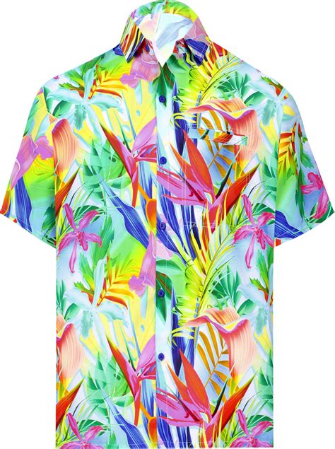 La Leela Mens Aloha Summer Beach Shirts Tropical Leaves Short Sleeve Button Down Hawaiian Shirt