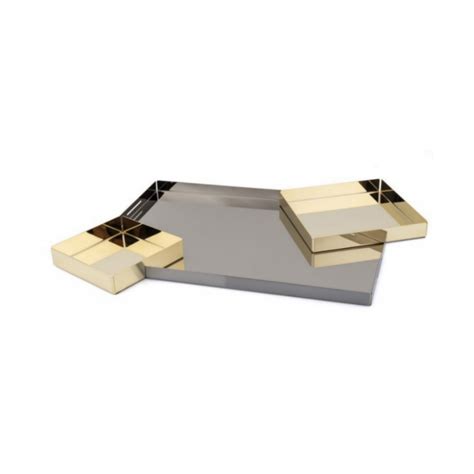 Golden Steel Rectangular Tray Elleffe Design