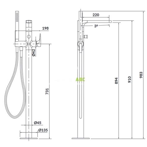 Bateria wannowa wolnostojąca Cersanit INVERTO S951 287 chrom czarny