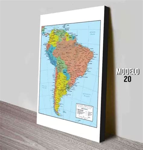 Mapa De Sud America Con Rutas Y Mas En Cuadro Para Decorar En Venta En