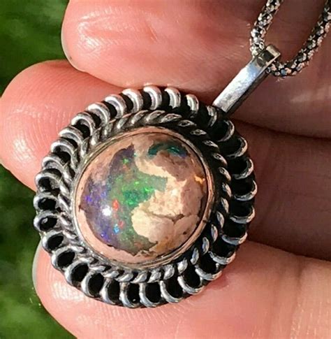 Mexican Boulder Jelly Opal Pendant. 925 Old Pawn **VI… - Gem