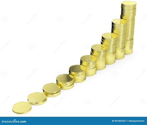 Growing Golden Dollars Coins Bar Chart Stock Illustration