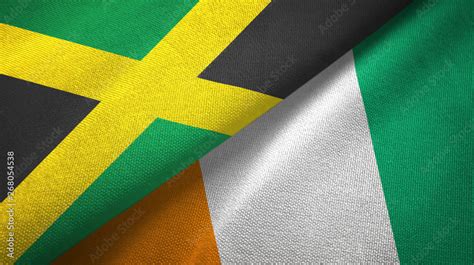 Jamaica And Cote D Ivoire Ivory Coast Two Flags Textile Fabric Texture