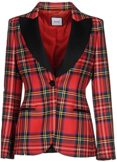 MOSCHINO Blazers Red Plaid Jacket Red Blazer Jacket Plaid Fashion