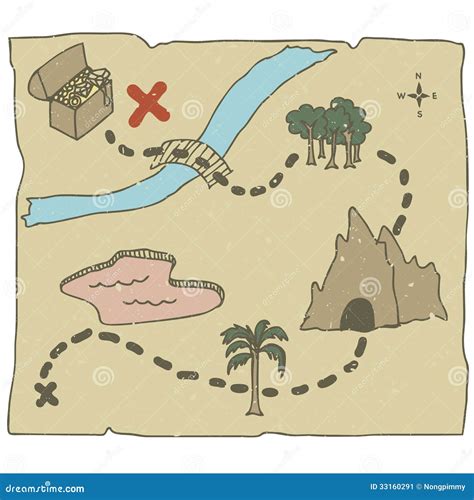 Skarb mapa ilustracji. Ilustracja złożonej z rzeka, konceptualny - 33160291