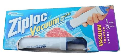 Ziploc Vacuum Starter Kit Hand Pump With Freezer Quart Bags