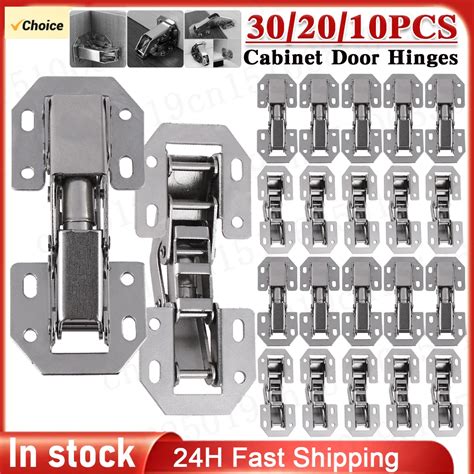 30 10PCS Cabinet Hinge No Drilling Hole Cupboard Door Hydraulic Hinges