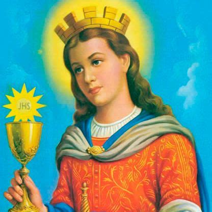 An Image Of The Virgin Mary Holding A Chalicee And Wearing A Crown On