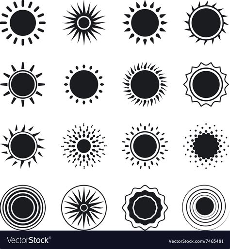 Black Sun Icons Royalty Free Vector Image Vectorstock