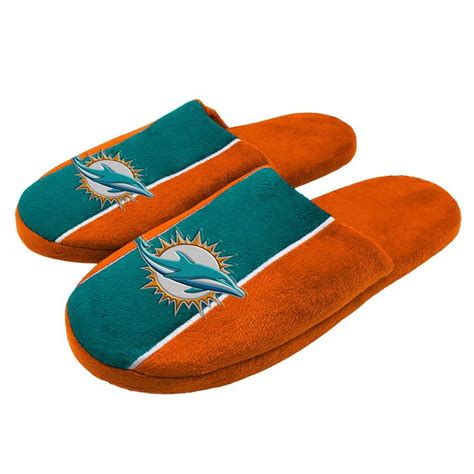 NFL Menâ s Logo Stripe Slippers - Miami Dolphins, Large | Striped ...