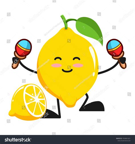 Vector Illustration Cute Lemon Fruit Music Stock Vector Royalty Free