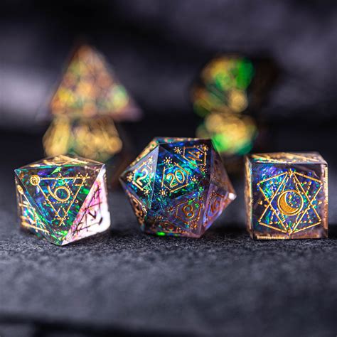 Full Set Handmade Resin Sharp Edge Dice Polyhedral Dice Set Etsy