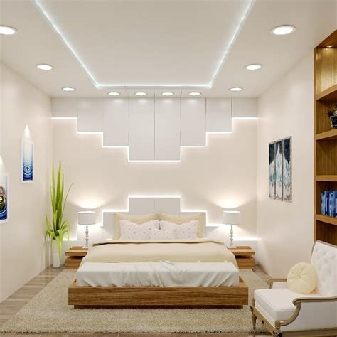 Modern Bedroom Design with White PVC Ceiling