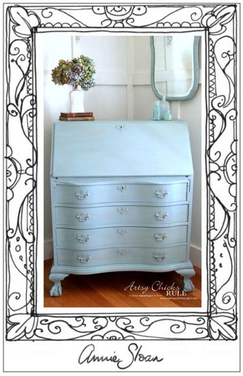 Secretary Desk Makeover W Duck Egg Blue Colored Waxes Chalk Paint