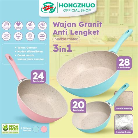 Jual Tifale By Hongzhuo Pastel Granite Coated Series Wok Pan Cm Anti